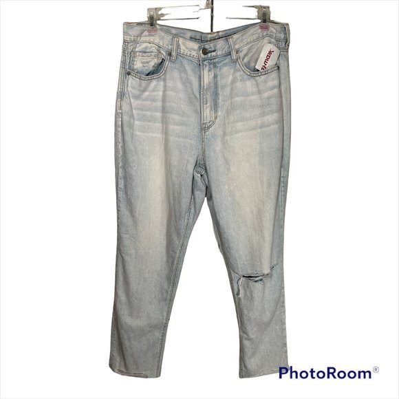 American Eagle Light Straight Denim Jeans Distressed Size 12 NEW 100% Cotton - Picture 1 of 8